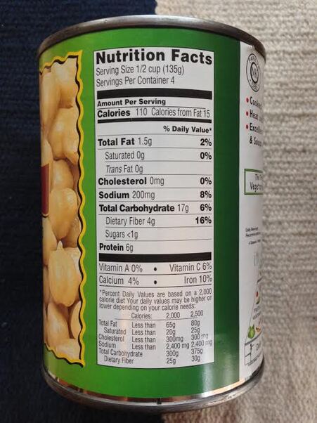 Chickpeas, Nutrition, Protein, Label